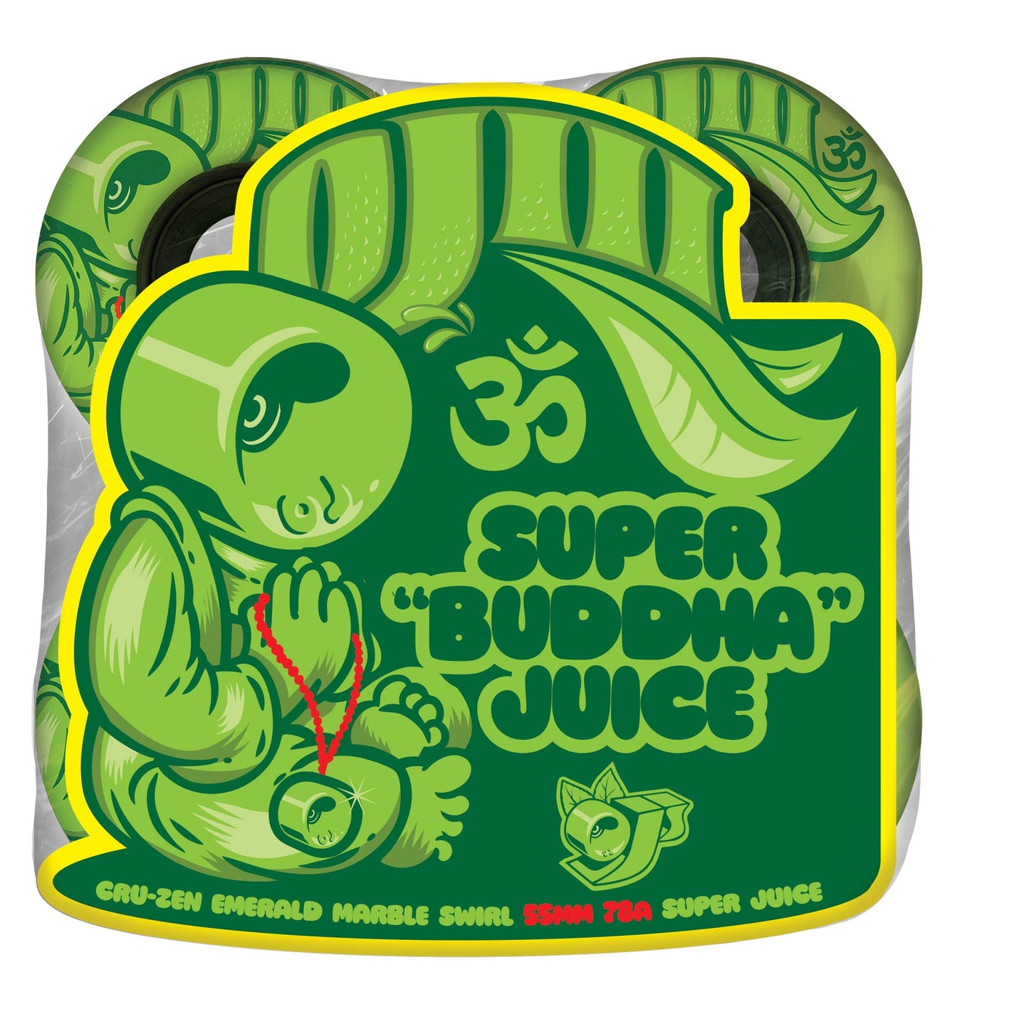 OJ 55mm Cru-Zen Mini Super Juice Emerald Marble Swirl 78a Skateboard Wheels