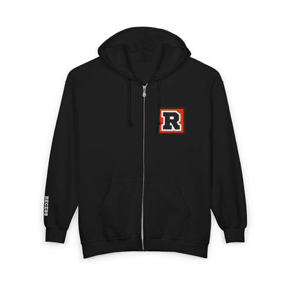 Recess Varsity 'R' Zip Hoodie — Letterman Style Full-Zip Sweatshirt