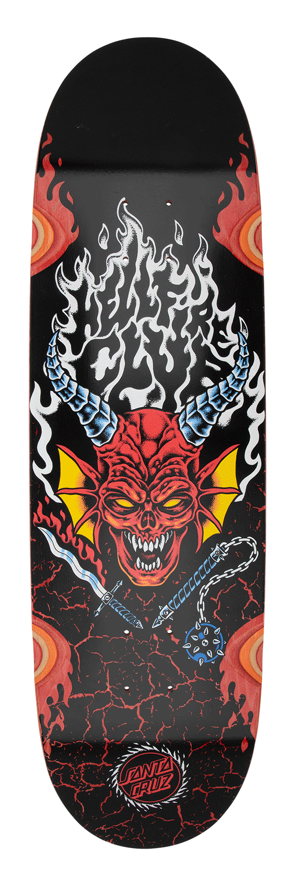 SANTA CRUZ x STRANGER THINGS HELLFIRE CLUB FLAMES 9" SKATEBOARD DECK