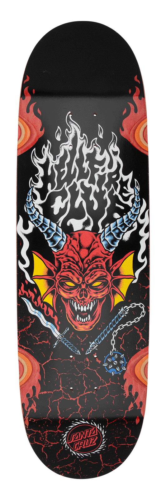 SANTA CRUZ x STRANGER THINGS HELLFIRE CLUB FLAMES 9" SKATEBOARD DECK