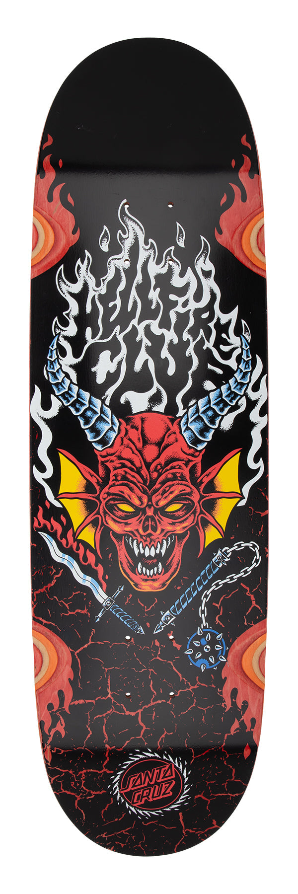 SANTA CRUZ x STRANGER THINGS HELLFIRE CLUB FLAMES 9" SKATEBOARD DECK