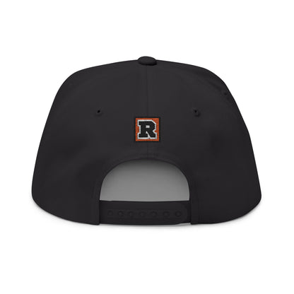 Embroidered 'R' Flat Bill Cap — Retro Varsity Patch Recess Snapback