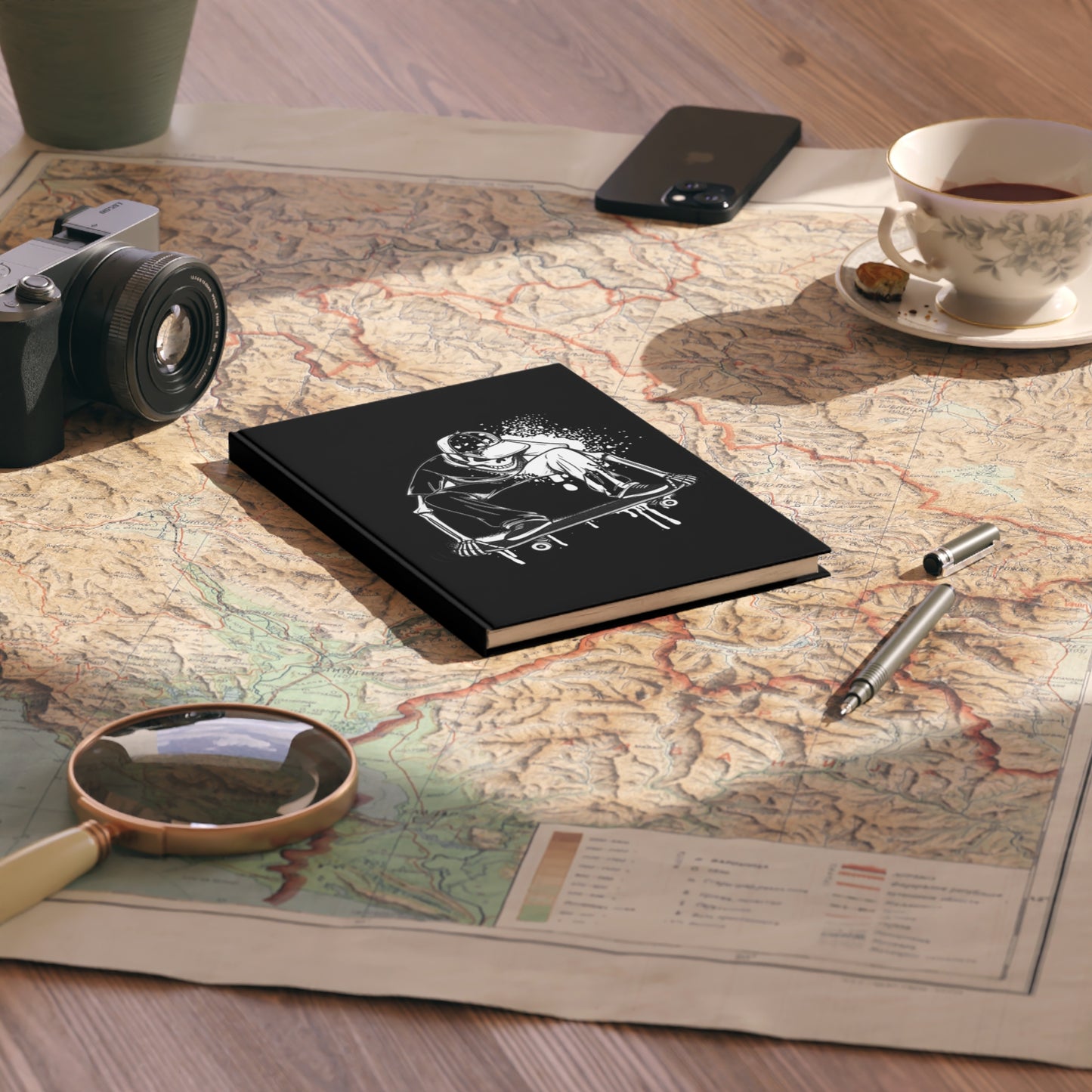 RECESS NEVER DIES Skater Skeleton A5 Hardcover Journal — RECESS Skate Co. Notebook for Skateboarders & Urban Notes