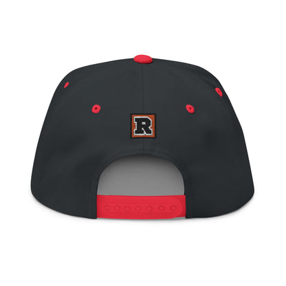 Embroidered 'R' Flat Bill Cap — Retro Varsity Patch Recess Snapback