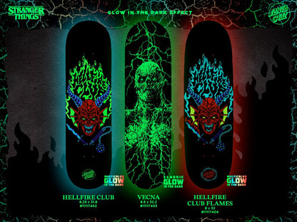 SANTA CRUZ x STRANGER THINGS HELLFIRE CLUB FLAMES 9" SKATEBOARD DECK