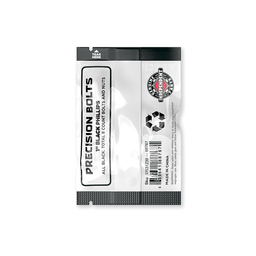Independent Truck Co. Genuine Parts 1" Black Skateboard Mounting Hardware