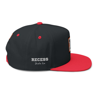Embroidered 'R' Flat Bill Cap — Retro Varsity Patch Recess Snapback