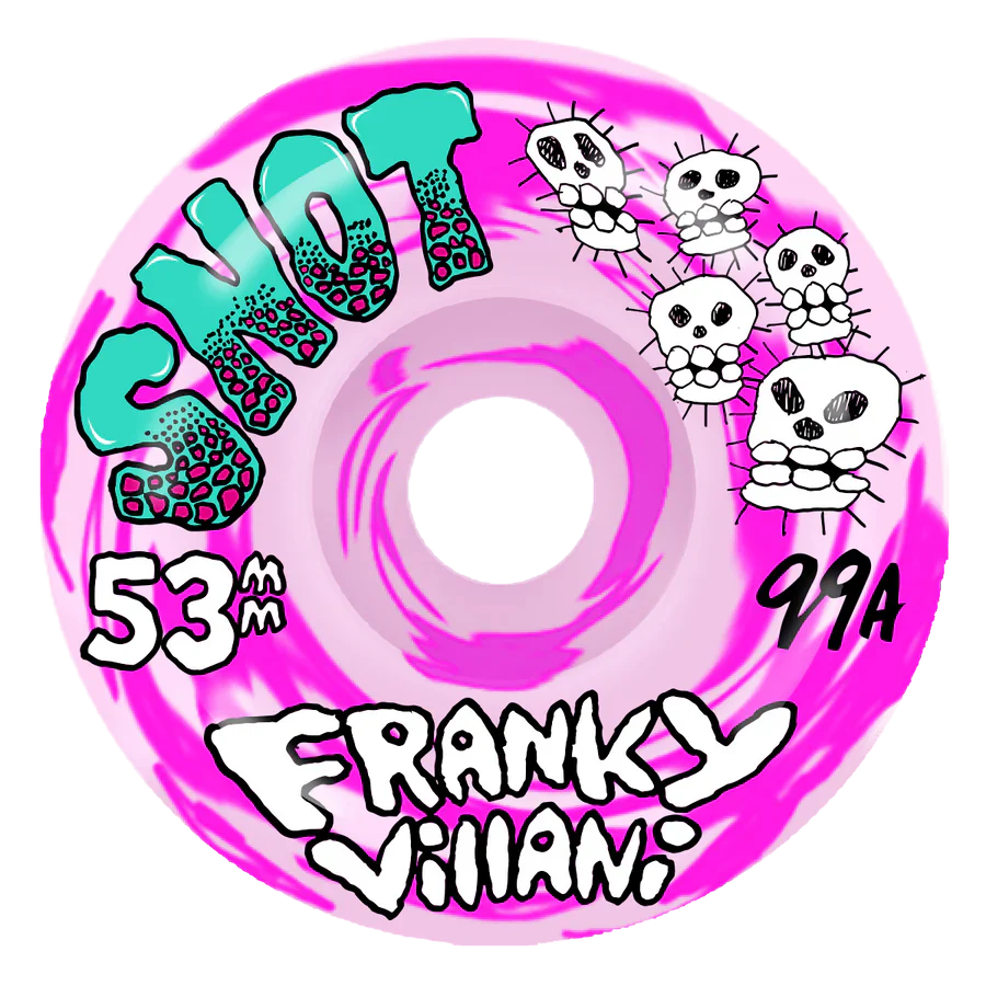 Snot Franky Villani Skulls Pink Swirl 53mm 99a Skateboard Wheels