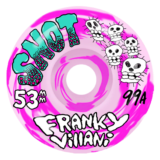 Snot Franky Villani Skulls Pink Swirl 53mm 99a Skateboard Wheels